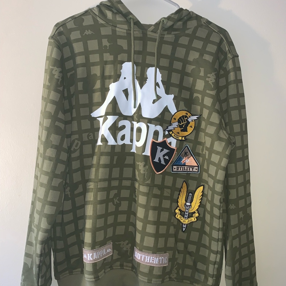 Kappa Men's Olive Patterned Hoodie